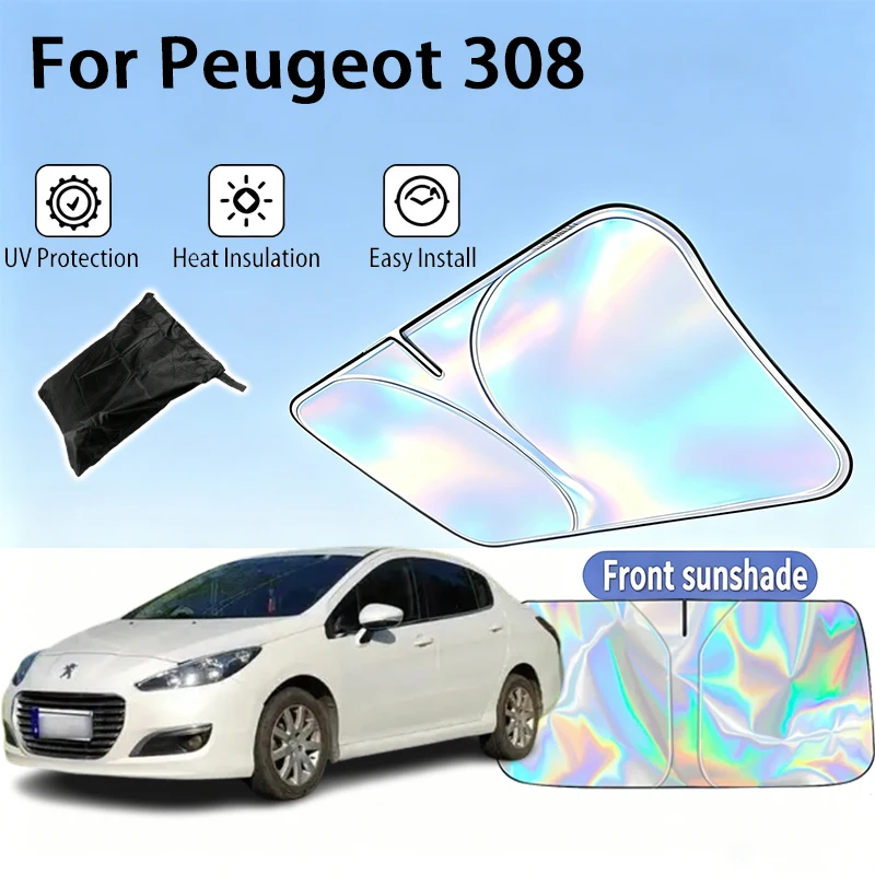 For Peugeot 308 Windshield Sun Shade Foldable UV Reflective Front Window Sun Protection Cover Accessories