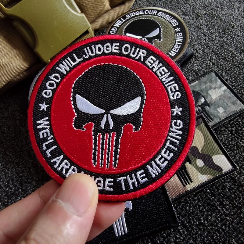 Odznaka wojskowa Punisher Patch Tactical Army Fan Series 3D Haftowana opaska na ramię Plecak Naklejka Naszywki na ubrania Haczyki Naszywki