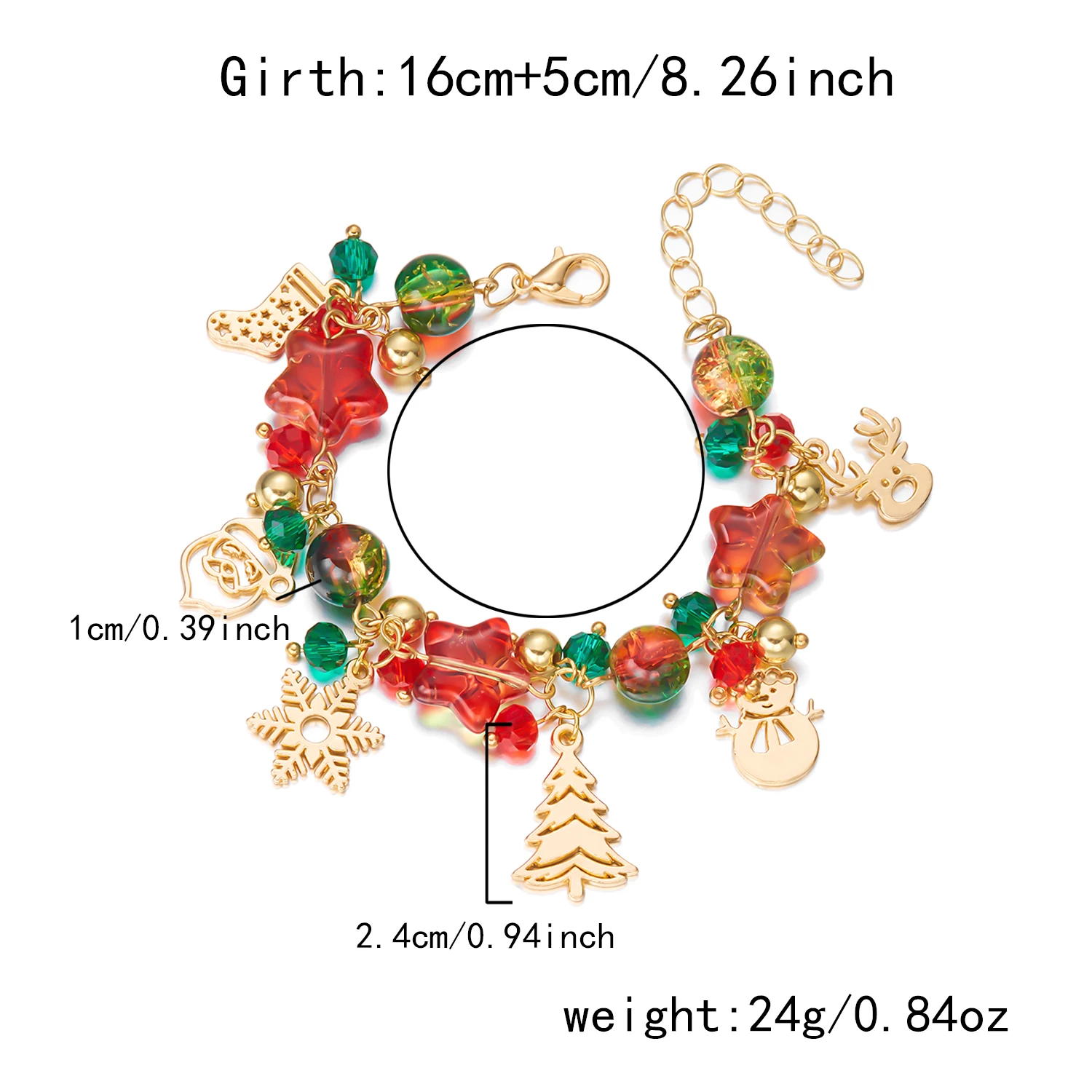 Christmas Multi Elements  Pendant Bracelets for Women Colorful Crystal Beads Elk Snowman Snowflake Santa Claus Bracelet Jewelry - Image 6