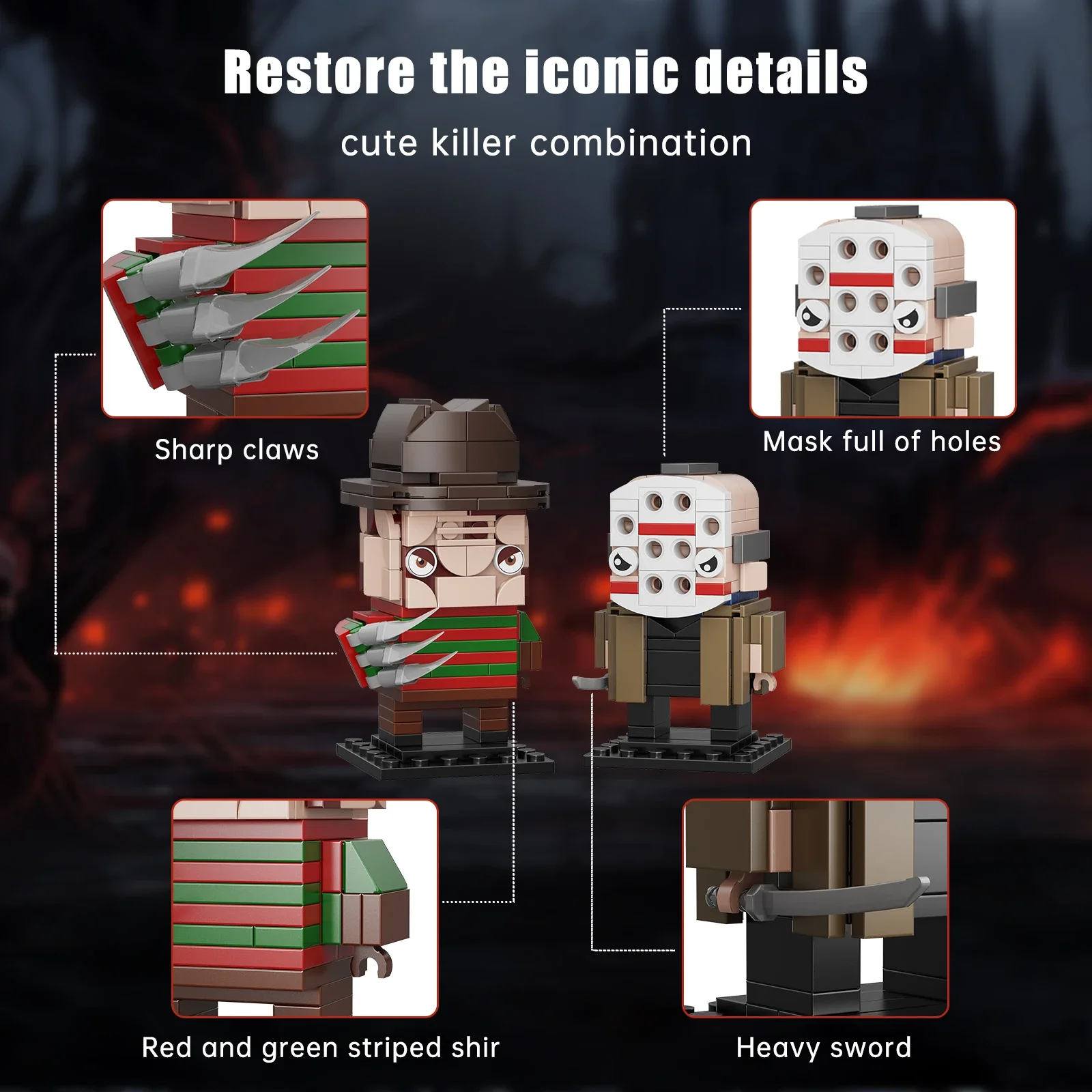 Freddy Krueger and Jason Model Kit Horror Movie Figures Building Blocks Halloween Decoration Bricks Toys for Children Gifts