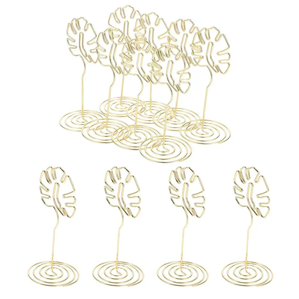 

12 Pcs Turtle Leaf Business Card Holder Golden Metal Wire Mini Memo St Desk naments Reusable Name Sign Storage Solution