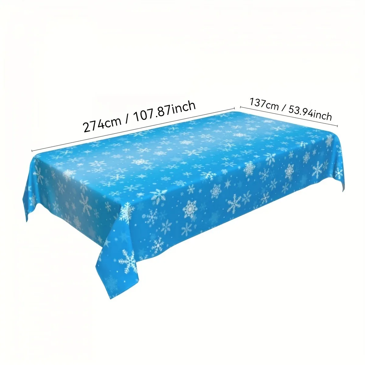 1PC Christmas Snowflake Tablecloths -Blue & White Plastic Table Covers for Holiday Dining, Winter Wonderland Party Decorations