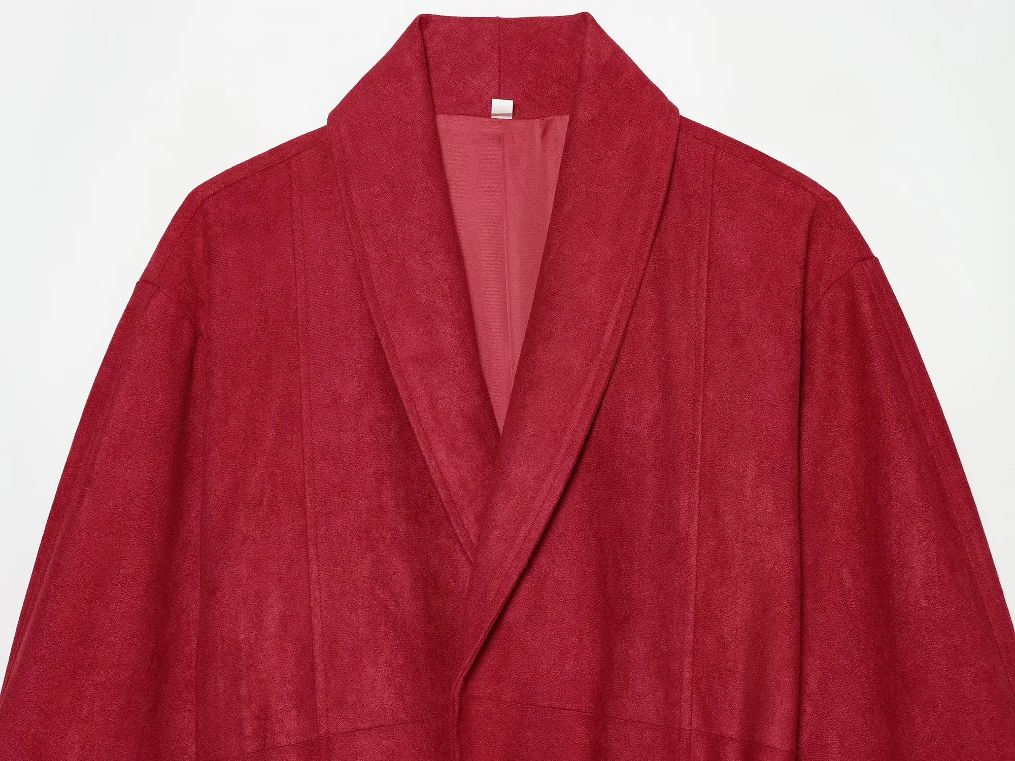 TFMLN Neue Damen-Jacken mit Gürtel, V-Ausschnitt, Taschen, locker geschnitten, lange Ärmel, Taillenband, lässige Wildleder-Oberbekleidung, modischer High-Street-Mantel – Detail 4