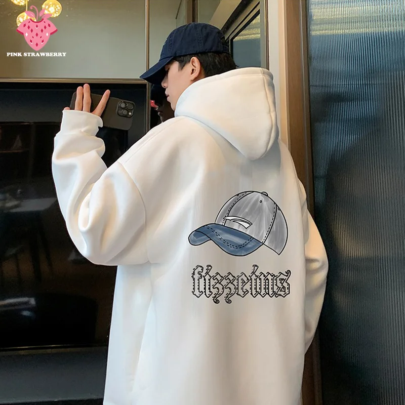 

American Oversized Sports Hoodie Men Autumn Winter 2025 New Long sleeves Plush warm Pullover Sweatshirt Y2K Tops Mens clothing