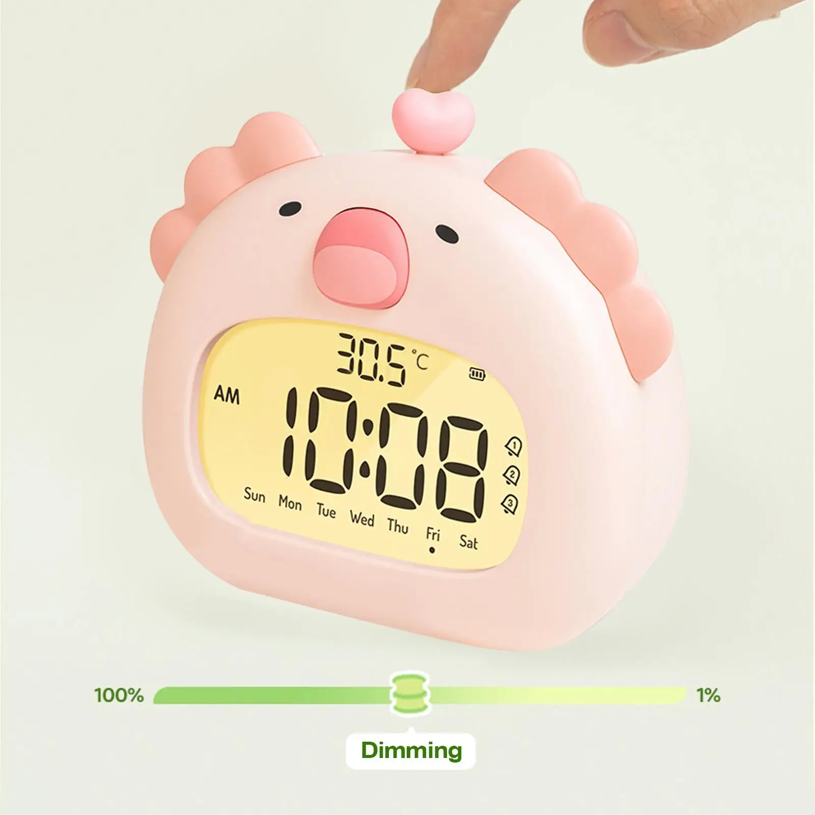 

Будильник с ночником, прикроватная лампа с будильником Аксолотль, ночник с 6-я яркостью для спальни, рабочего места, путешествий, детской комнаты