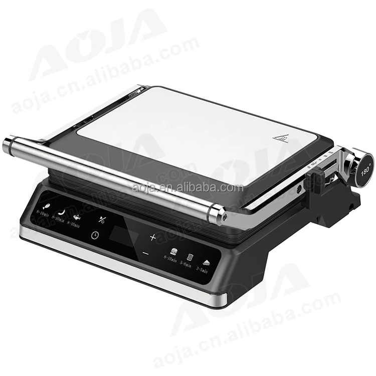 New Smart Item Professional Large Electric Digital Display Panel Detachable Removable Plate Panini Press Contact Grill 4 Slice