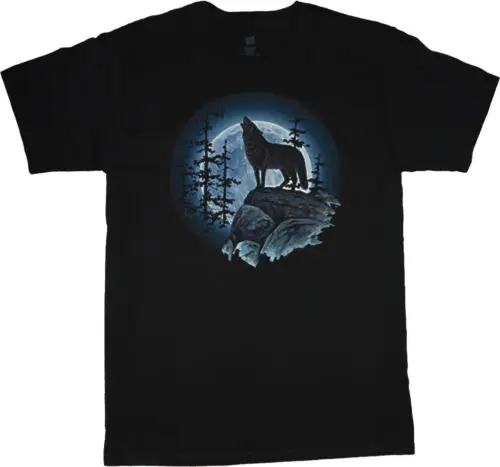 

big and tall t-shirt lone wolf howlng at the moon tee shirt tall shirts for men