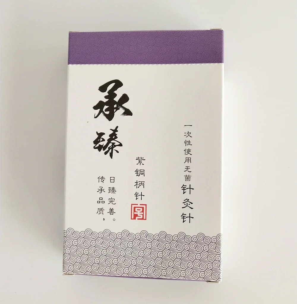 Aguja de acupuntura Hwato con mango de cobre desechable, esterilizador chino, herramientas de masaje, 100 unids/lote por caja