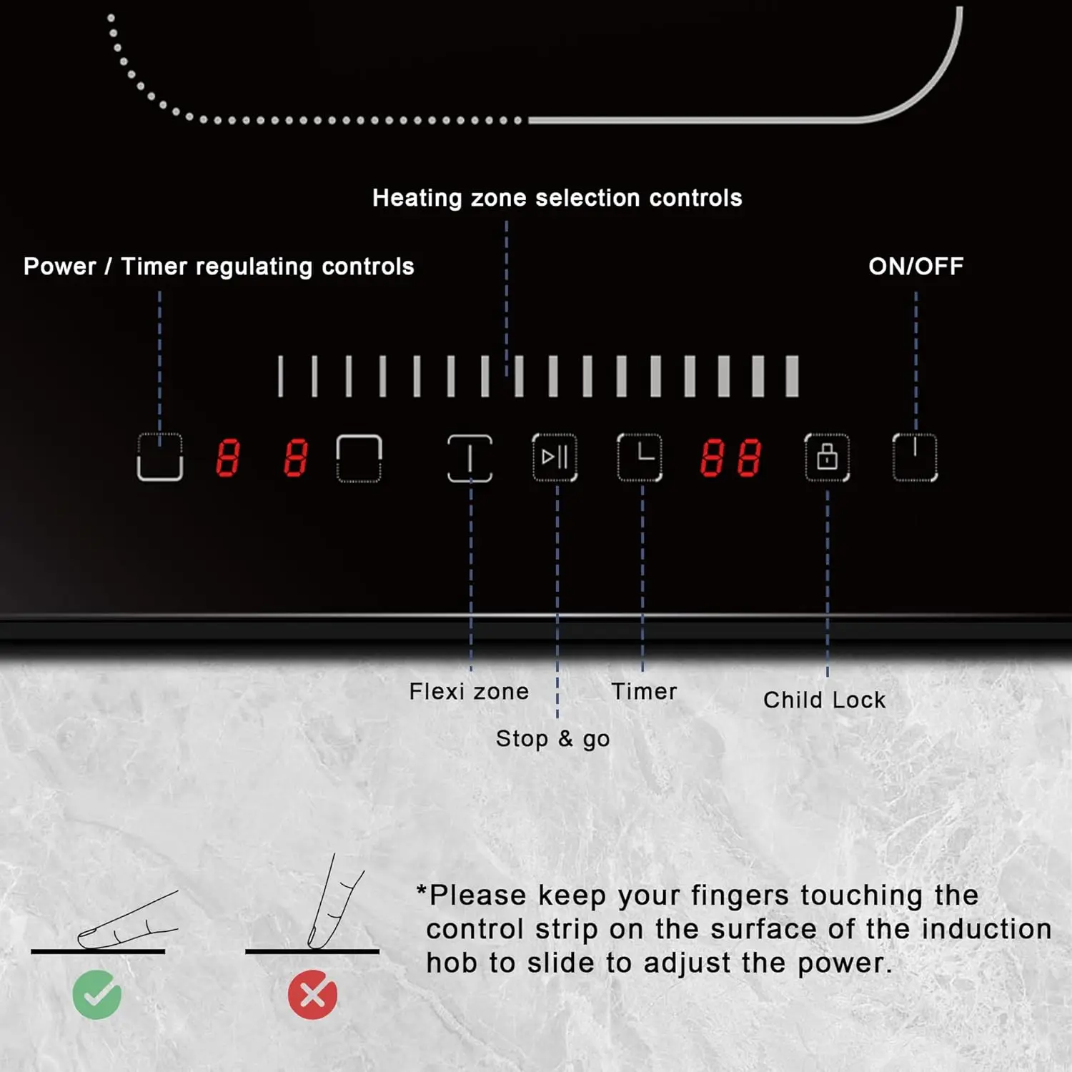 Karinear Induction Cooktop 2 Burners, 3500W, 12'' Built-in Induction Stovetop with combined Zone, Safety Lock, Timer, Pause