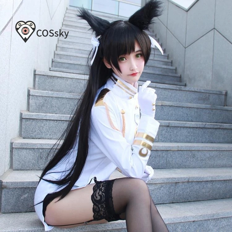 Game Azur Lane IJN Takao IJN Atago Cosplay Costumes White Ship Uniform Women Dress Girls Skirts Coat Stockings Gloves JK Suit view 3