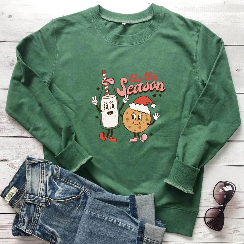 

colored tis the season Sweatshirt funny women long sleeve merry christmas pullovers