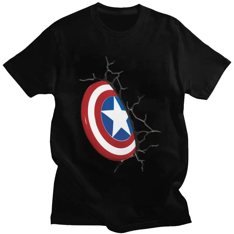 Custom Captain America Shield T Shirt for Men Tshirt Casual Tees T-shirt Slim Fit