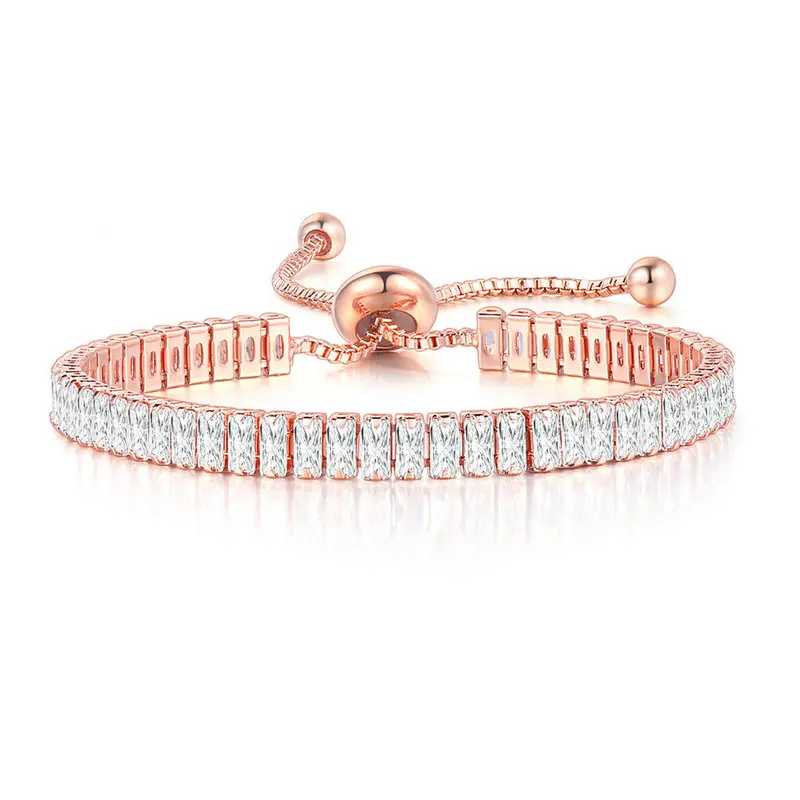 CZ Tennis Armbanden voor Vrouwen Unieke Zwarte Kristallen Bangle Rose Goud Kleur Verstelbare Hand Chain Vrienden Sieraden Groothandel DZH051