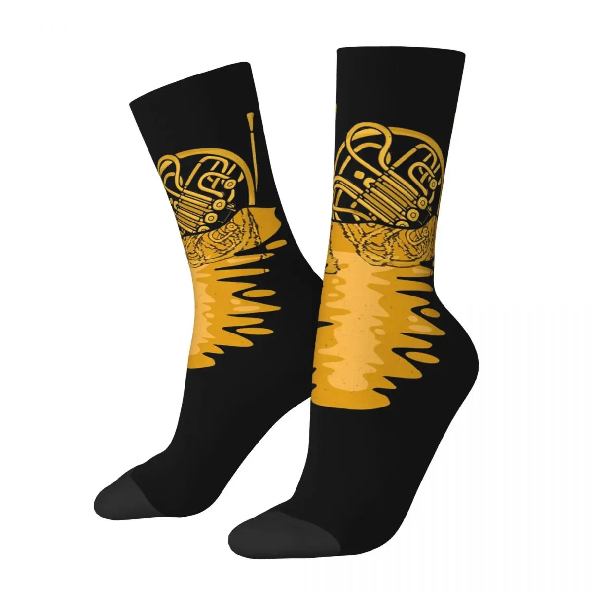 French Horn Player Socks Harajuku High Quality Stockings All Season Long Socks Accessories for Man's Woman's Gifts