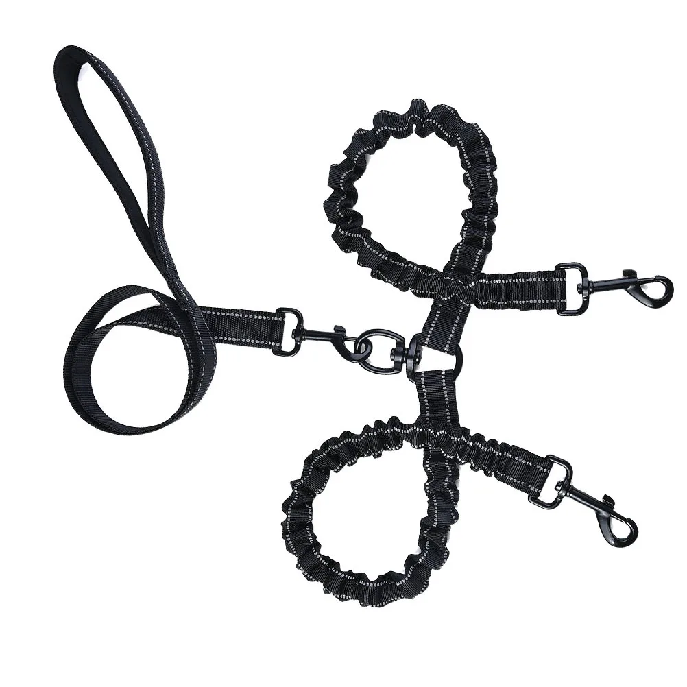 

1Pcs Dual Dog Leash Heavy Duty Nylon Pet Traction Strap for Walking Simultaneously Comfortable Non-Slip Handle Outdoor
