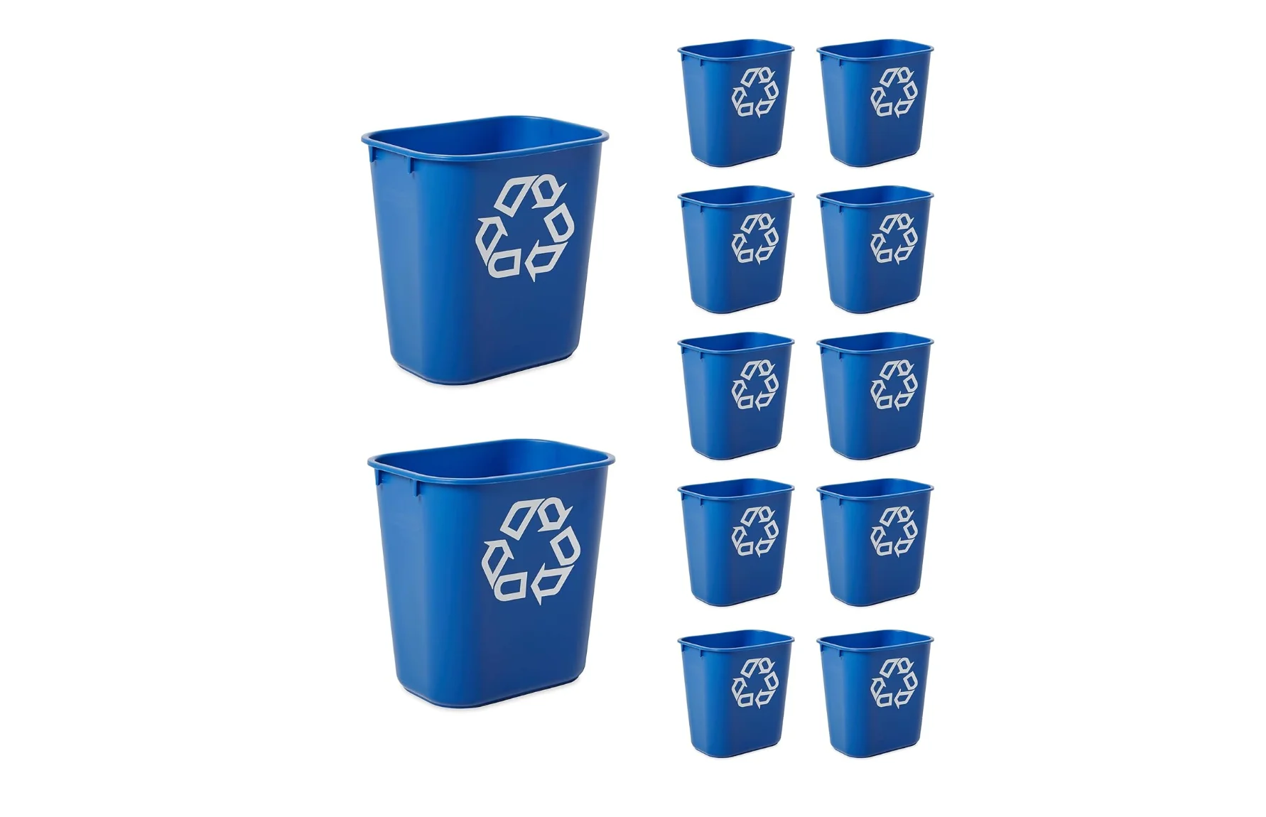 

Rubbermaid Commercial Deskside Recycling Container, 3.4-Gallon, Blue, Small, Plastic, for Bedroom/Bathroom/Office, Fits Under De