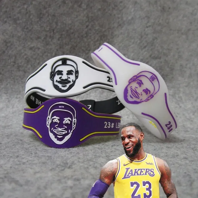 Lakers LeBron-pulsera deportiva de silicona antitensile motivacional, estrella de baloncesto, pulsera de doble cara, nuevo modelo, banda de Fitness
