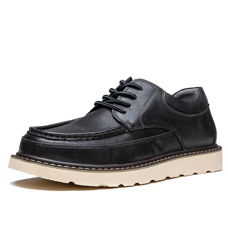 

Мужская повседневная обувь из натуральной кожи, высокие кроссовки на платформе и высоком каблуке, уличная спортивная модная черная обувь, размер 47-48