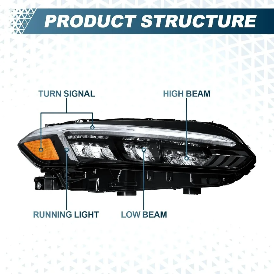 مجموعة المصابيح الأمامية LED مصممة لموديلات Honda Civic Sport and Touring لعام 20222023 الجيل 11th المتوافقة مع رقم الجزء OEM