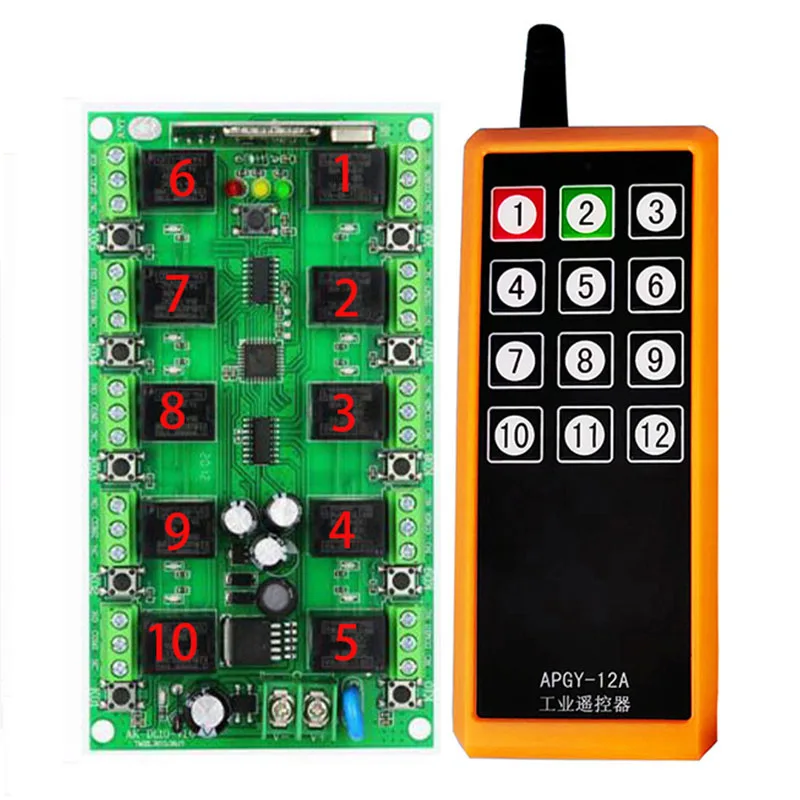 2000m 433MHZ DC 12V 10A 10 CH 10 channel RF Wireless Remote Control system Individual learning code light/lamp/led band