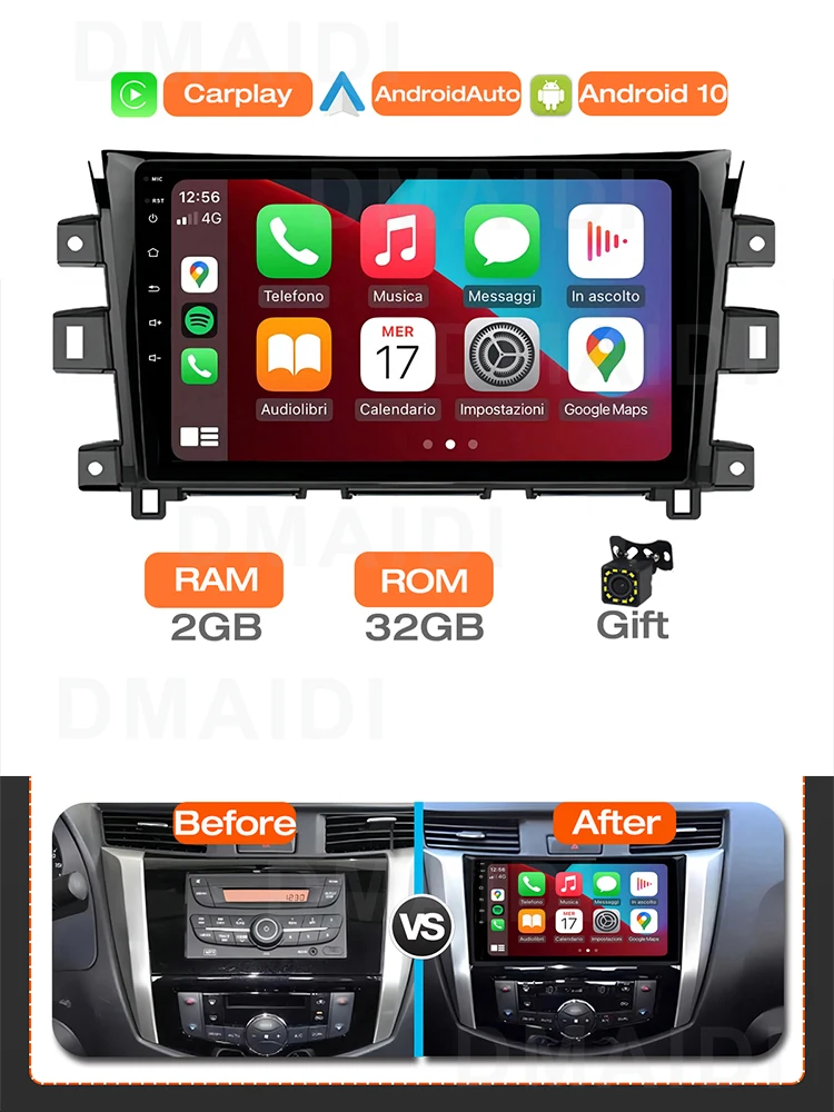 2024 Update Android 10 Car DVD Player For Nissan Navara Frontier NP300 2016 - 2022 Radio Multimedia Video Navigation GPS Auto