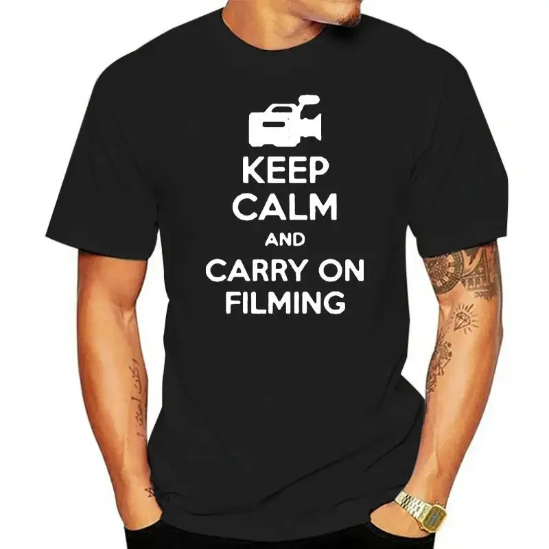 LEWEELSGAO KEEP CALM and carry on FILMING film director COTTON Short Sleeve Casual Men  T Shirt Summer Round Neck T-shirt for Me