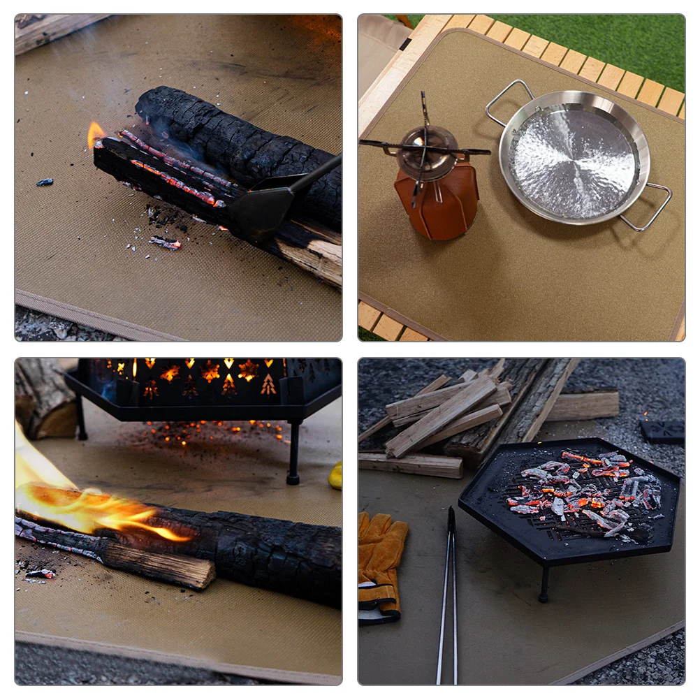 

Silicone Fiberglass Fireproof Blanket Roll Up Foldable for Outdoor Camping Bbq Fire Pit Safety Fireproof Blanket