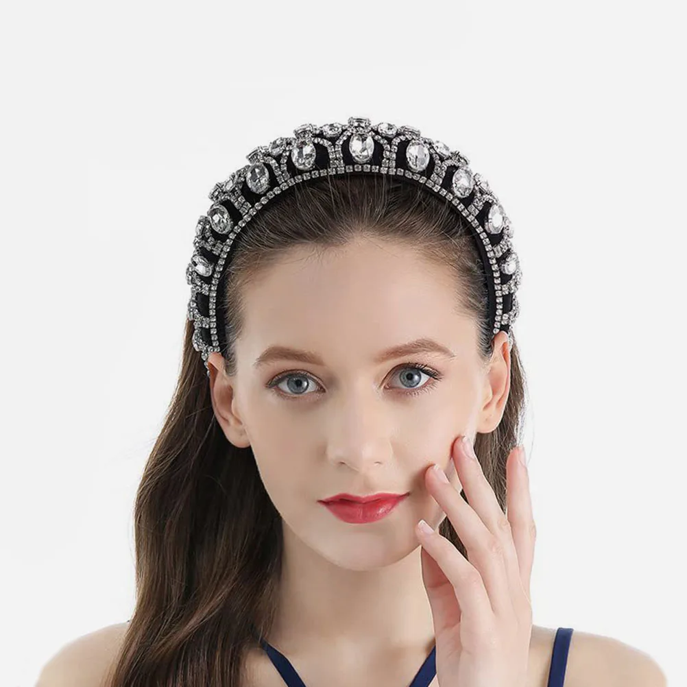 

Rhinestone Baroque Style Hairband Sponge Headband Comfortable Chic Design for Women Party Headdress Accessory Fashion