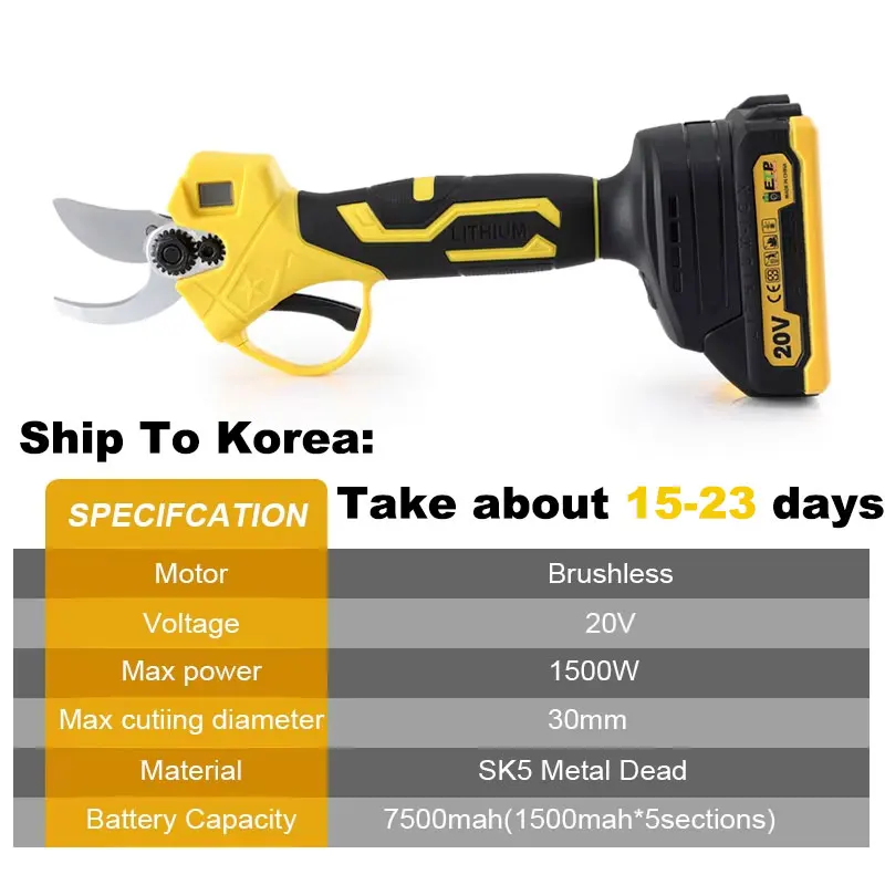 BABEQ 30mm Brushless Electric Pruning Shears Fruit Tree Garden Tools 2 Gears Cordless Electric Scissors for Makita 18V Battery