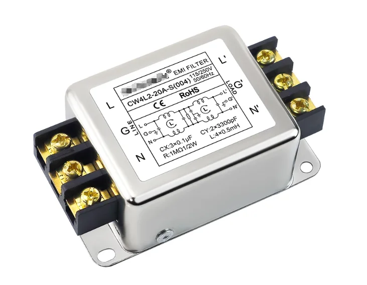 EMI power filter CW4L2-20A-S (004) double section 20A terminal block 20A DC220V purification anti-interference