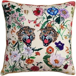 Animal And Flora Cushion Case Luxury Velvet Pillows Sofa Decorative Pillow Cover Bees Tiger Leopard Print Living Room Decoration