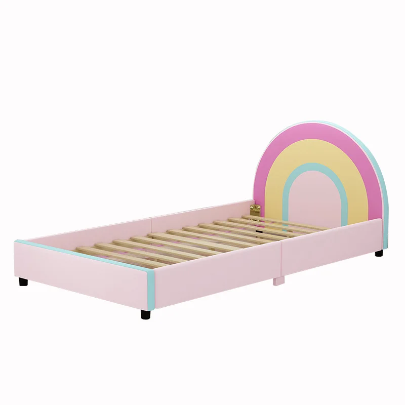 Children\'s furniture bed extravagant rainbow princess bed girl pink mini boy girl 1.2m single bed plank bed