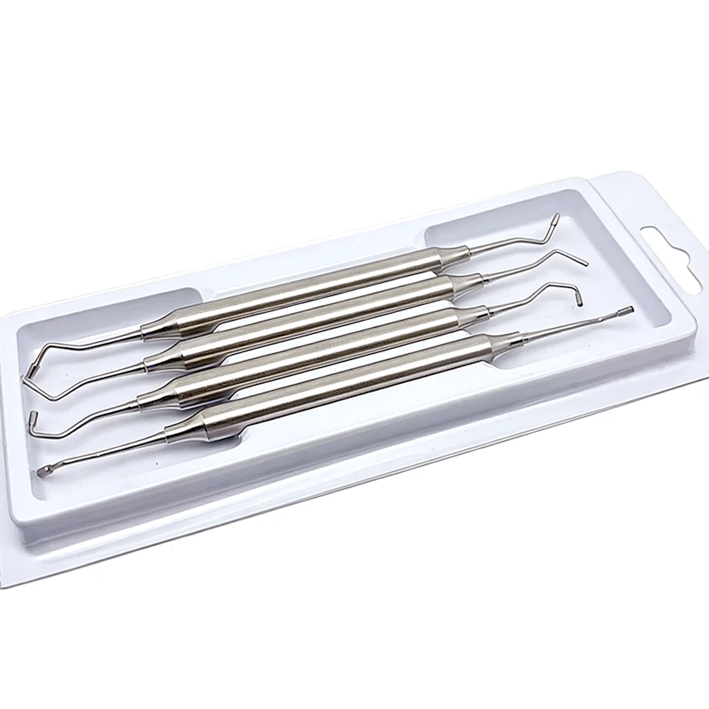 4Pcs Dental Bone Graft Kit Powder Delivery Device Burnisher Plugger Periodontal Implant Filling Instruments Dental Tools