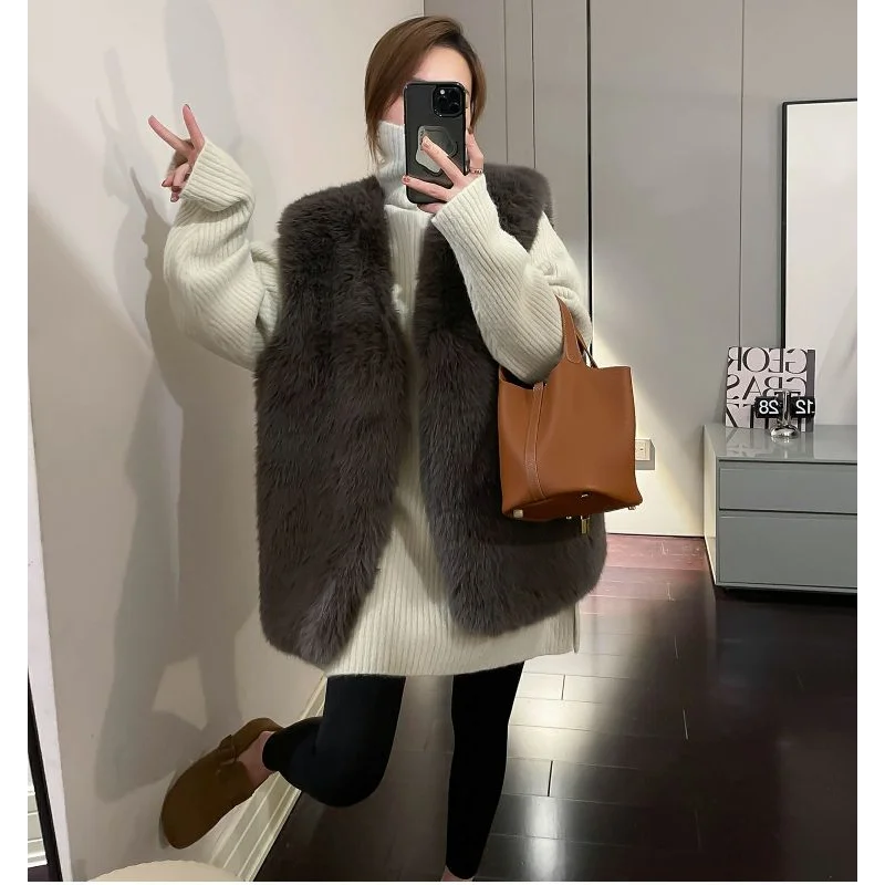 Dolcevita stile pigro maglione da donna nuovo design con spacco di media lunghezza