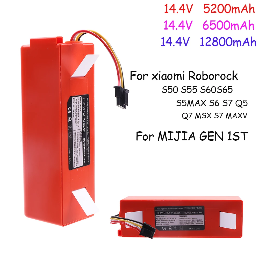 

New 14.4V 5200mAh Li-ion Battery Replacement for XIAOMI ROBOROCK Vacuum Cleaner S50 S55 S60 S65 S5MAX S6 S7 Q5 Q7 MAX S7 MAXV