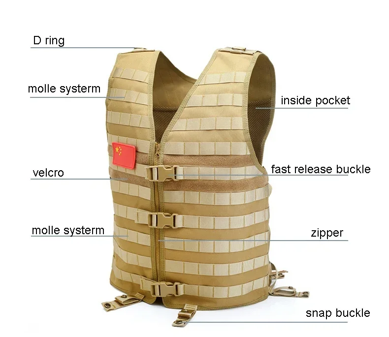 Chaleco táctico MOLLE Swat para airsoft, pesca y caza - imagen 2