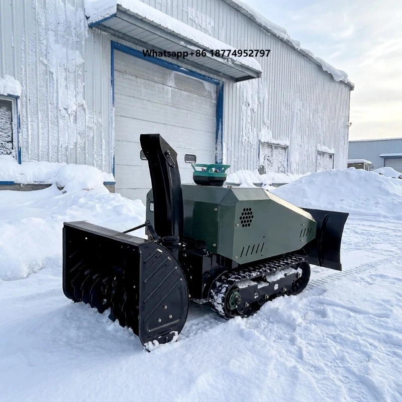 Super Deal  Mini Belt Driven Tracked Snow Blower 15hp Drive Remote Control Professional Grade Snow Removal 369kg
