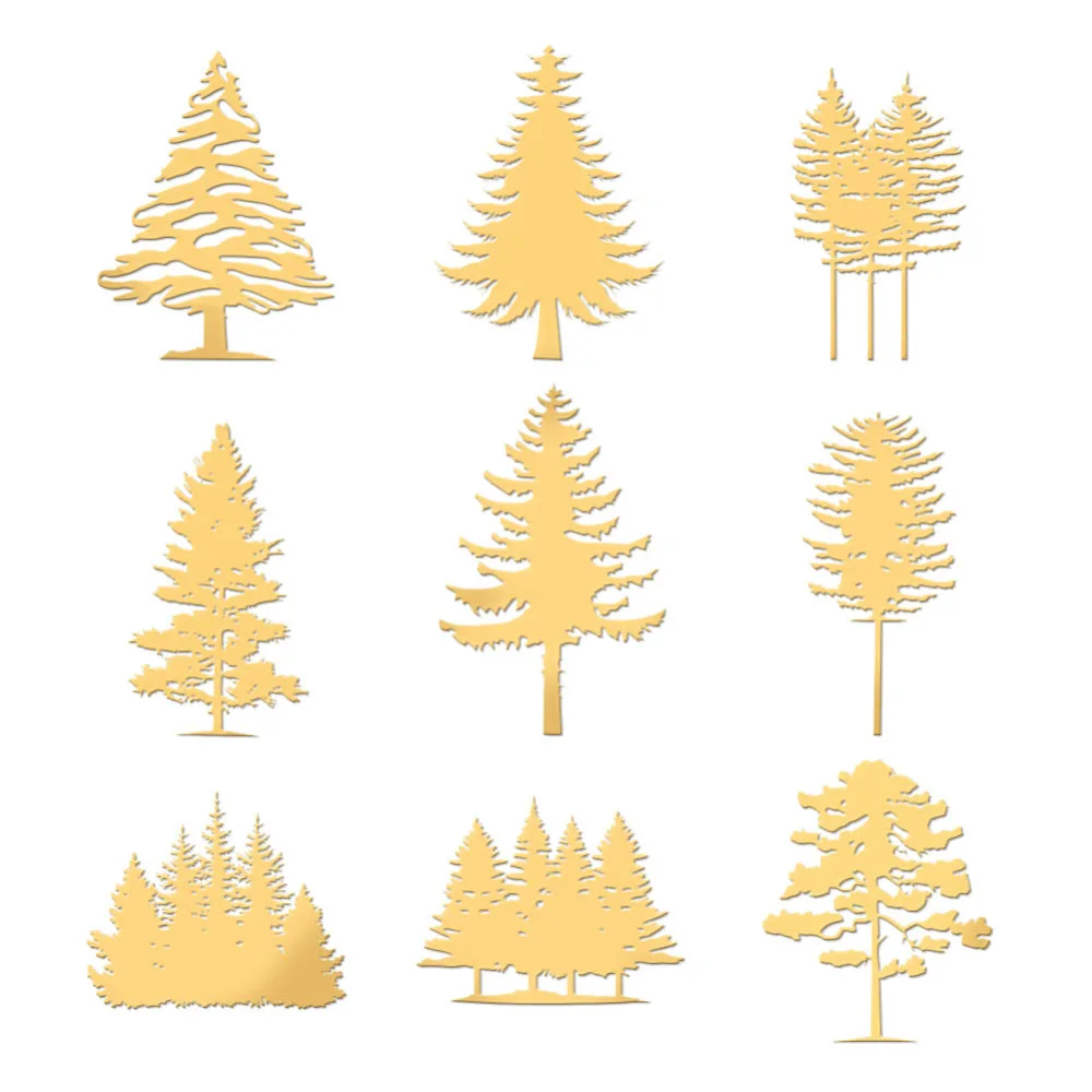 

9Pcs Nickel Custom Self-adhesive Picture Stickers Independence Day Metal Decals Golden Tree 40x40mm