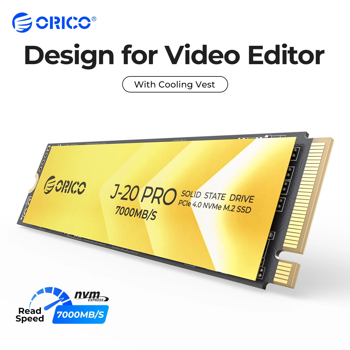 

ORICO M.2 NVMe SSD PCIe 4.0 NVMe Gen4 x4 Internal Solid State Drive M.2 M Key 2280mm SSD Cooling Vest Design for Video Editor