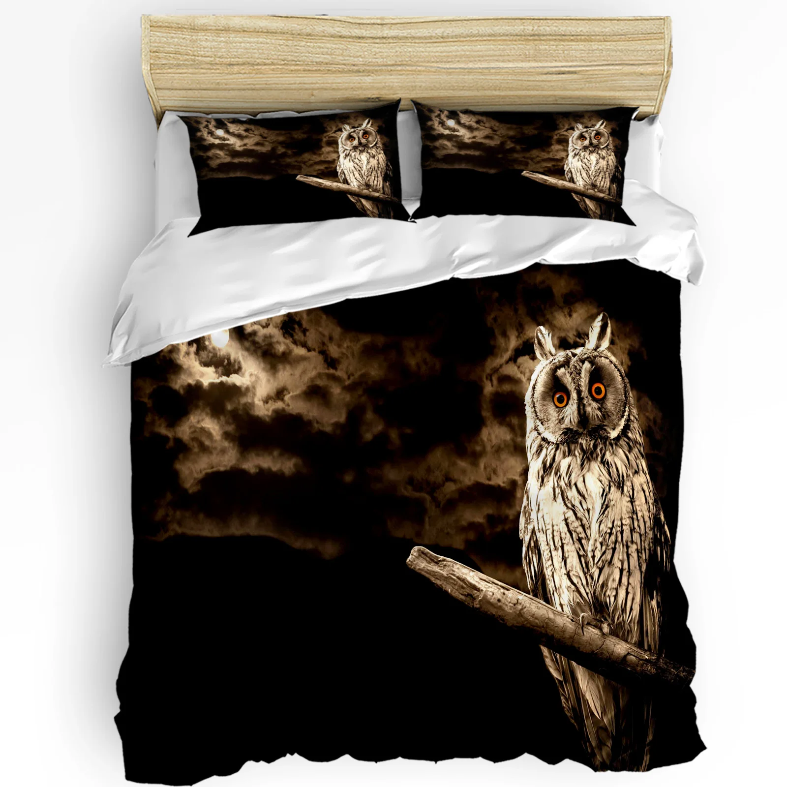 

Owl Moon Night Black Bedding Set 3pcs Boys Girls Duvet Cover Pillowcase Kids Adult Quilt Cover Double Bed Set Home Textile