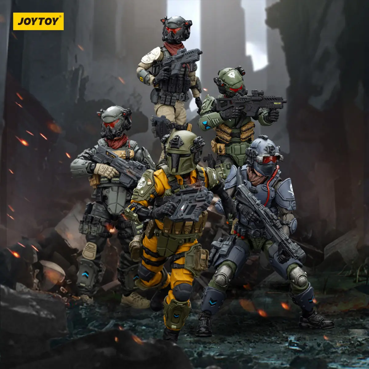 

Joytoy Dark Source 1/18 Action Figure Stellar Scar Assault Team 5 Man Tactical Squad Decor Desktop Model Ornament Figures Toys