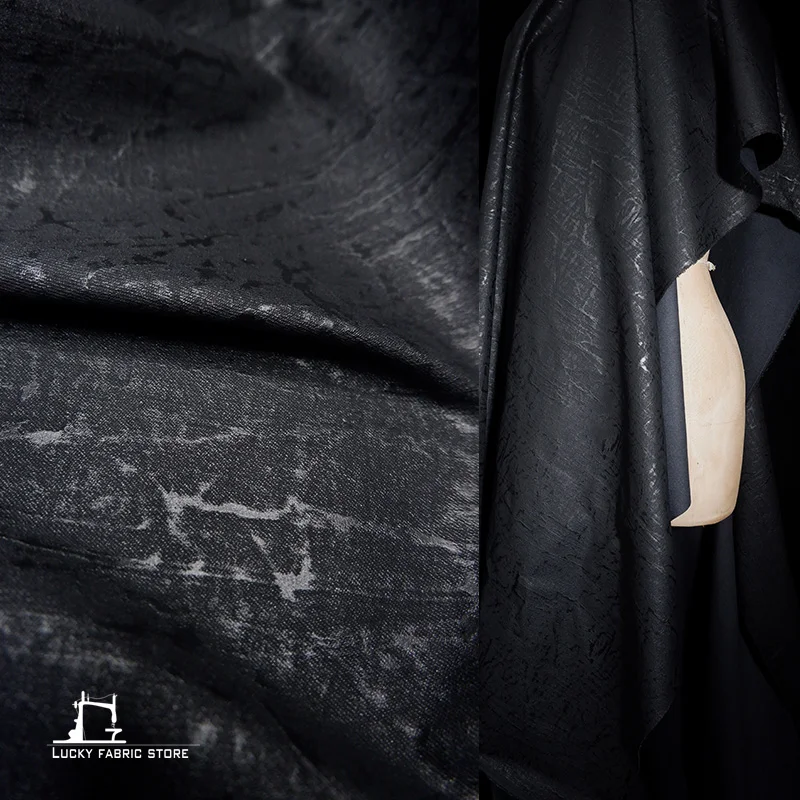 Washed, distressed, concave texture, matte, matte, handmade, faux PU leather, fabric, jacket, fashion designer fabric