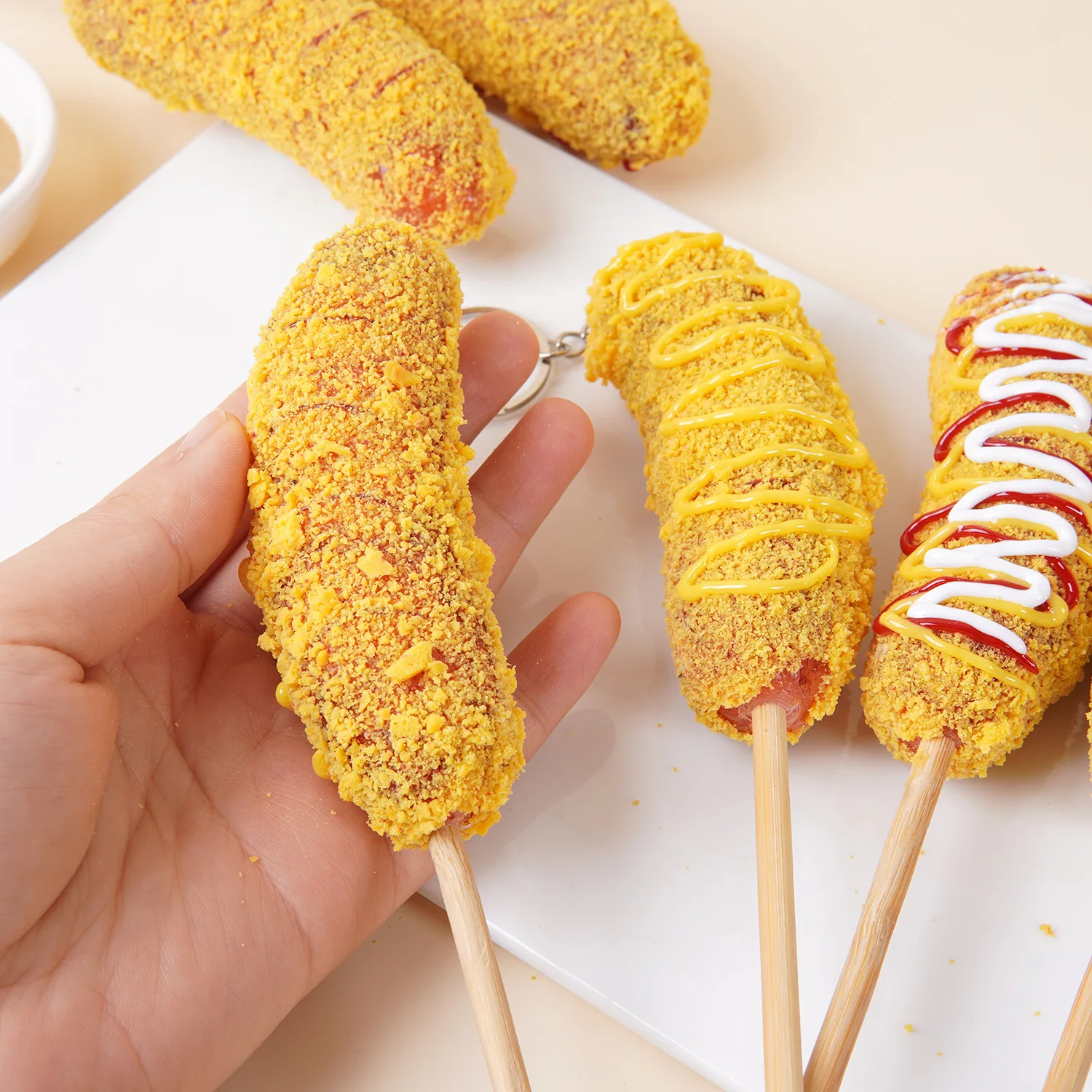 

Artificial Cheese Sausage Breadcrumb-Coated Fried Sausage Fried Banana Model Simulated Food Prop 1:1 Scale Decorations