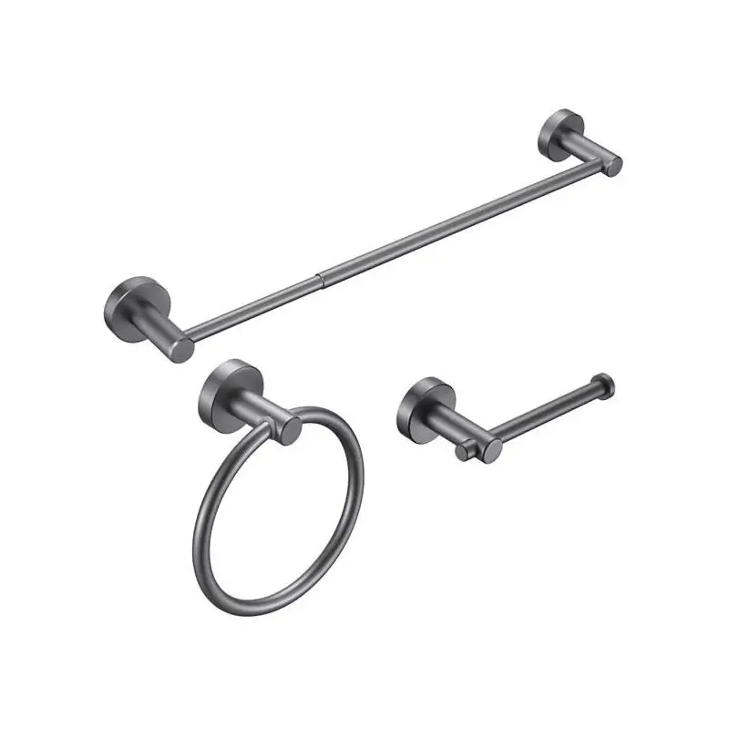 

Adjustable Bathroom Towel Bar Set, Thickened Space Aluminum, 3 Piece Set, Gun Gray, Fits 16-27 Inches, Durable Bathroom