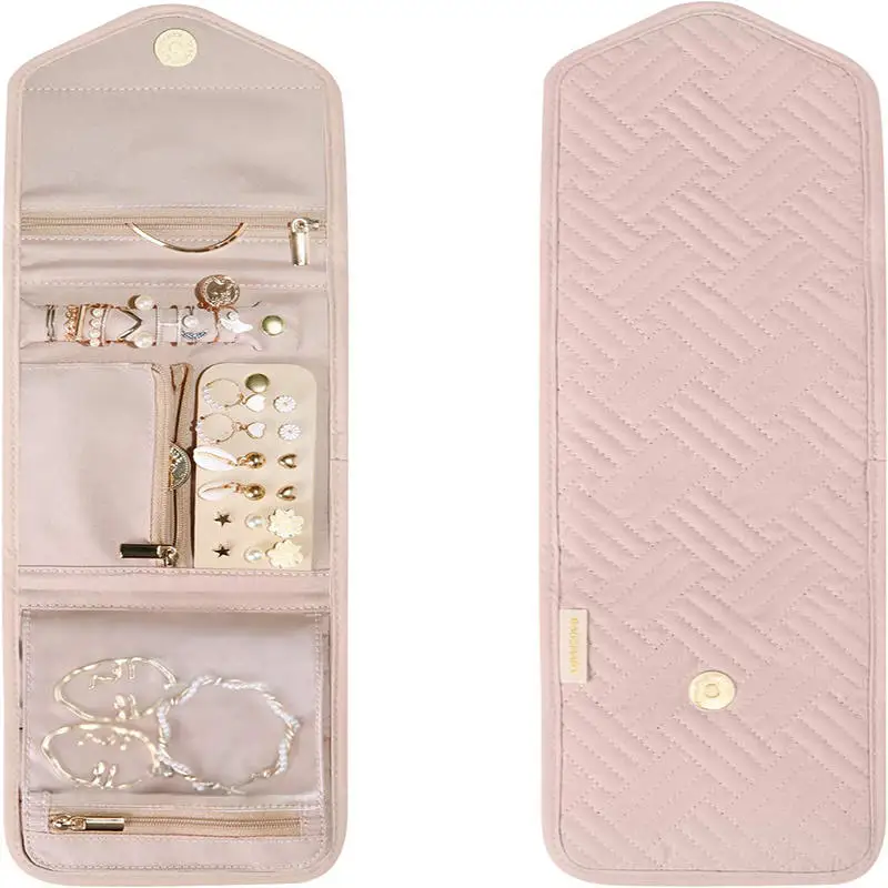 

Foldable Portable Travel Jewelry Bag for Necklace Earrings Rings Jewelry Case Organizer Journey Storage Bags for Women Girls
