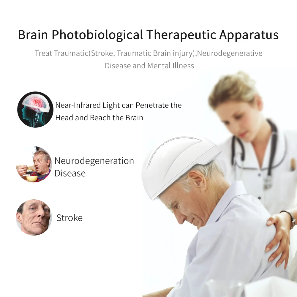 Transcranial near infrared device cold  therapy light photodynamic machine neuro stimulation cap