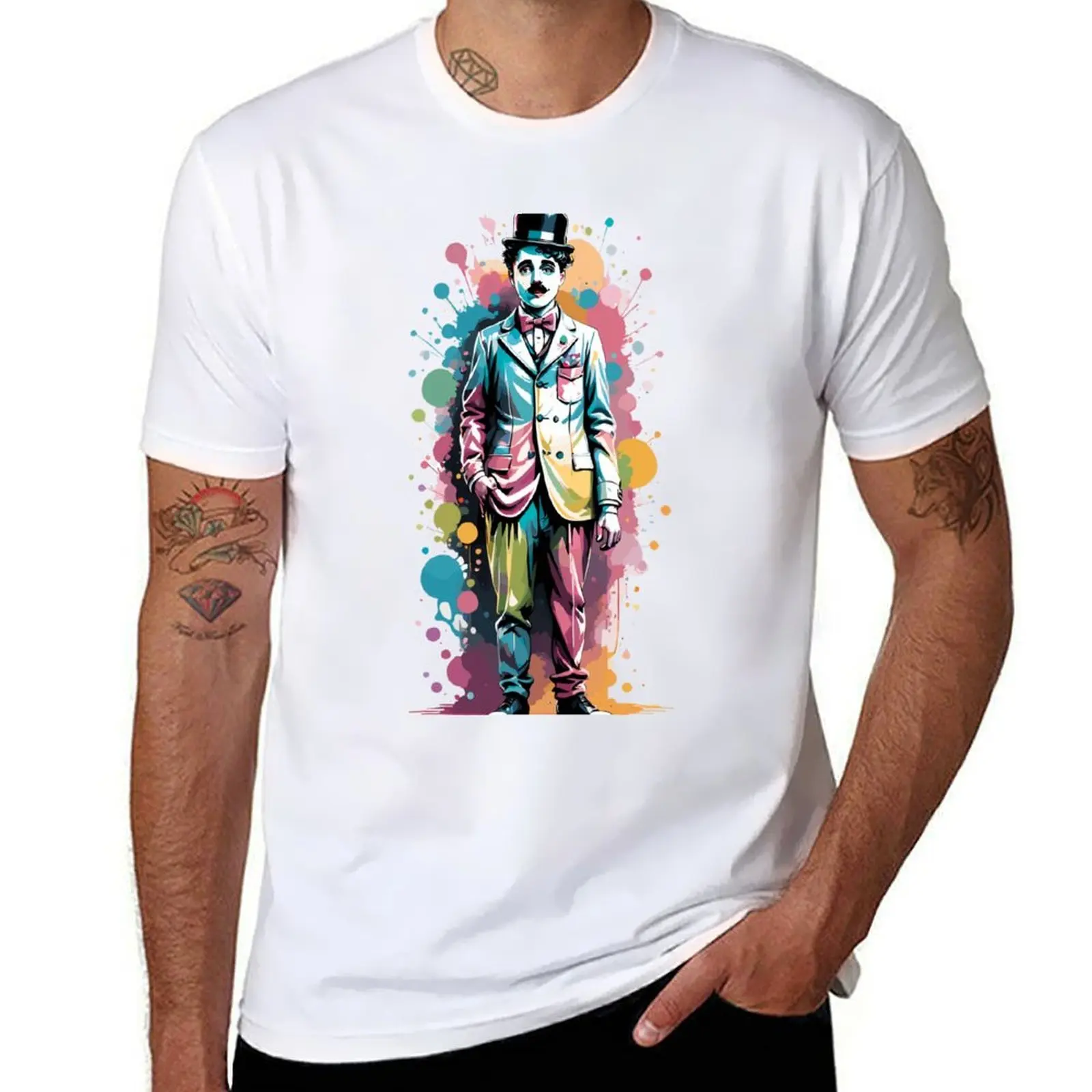 

charlie chaplin color design T-Shirt t shirt man casual printed t shirts for man T-Shirt