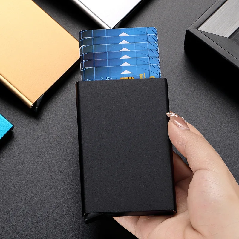 Rfid  ID Credit Card Holder Case Smart Minimalist Aluminium Metal Wallet Thin Pop-up Cardholder Wallets for Men Creditcard Case