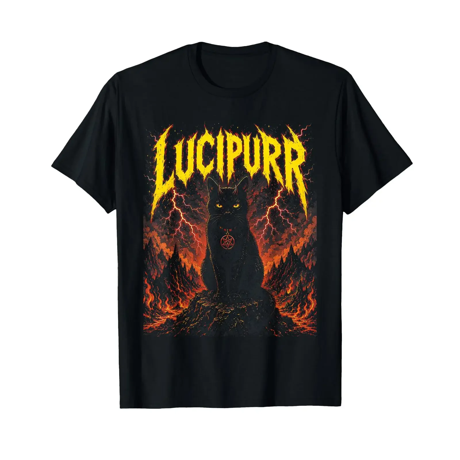 Lucipurr Lucifer Cat T Shirt vintage Washed designer clothes Slightly Stylish fashion graphic Top For Everyday Wear Soft Casual