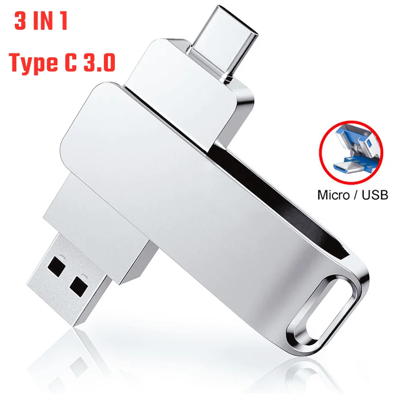 USB 3.0 Flash Drive for TYPE C 3IN1 High Speed 64GB Pen Drive 1TB 512GB 256GB 128GB OTG Type C Pendrive for Phone PC